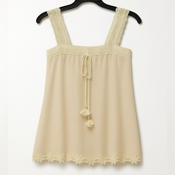 POL Tops - POL Taupe Lace Babydoll Tank Top - Size Small